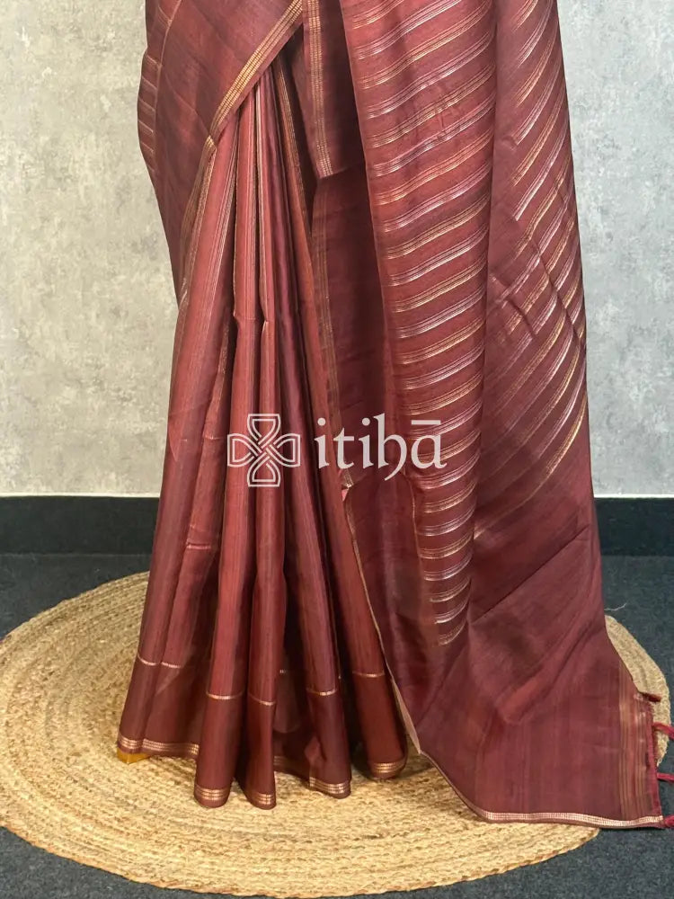 SEMI TUSSAR ZARI STRIPES BANARASI SAREES