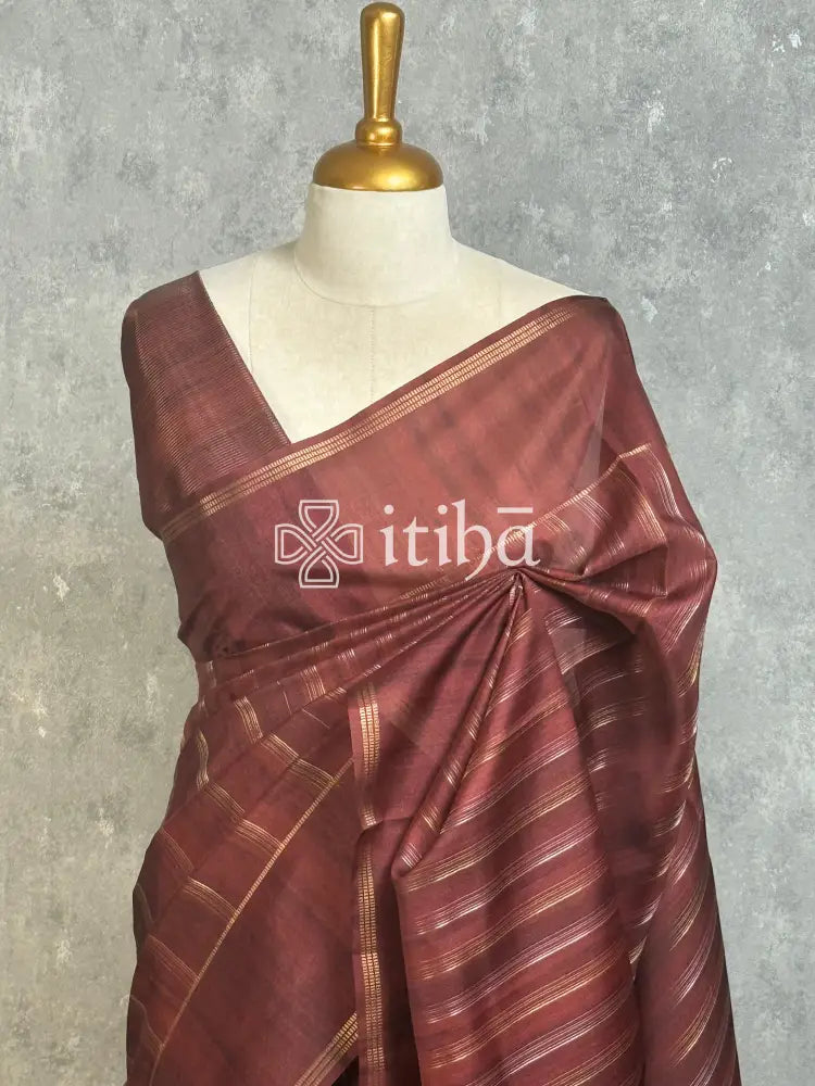 SEMI TUSSAR ZARI STRIPES BANARASI SAREES