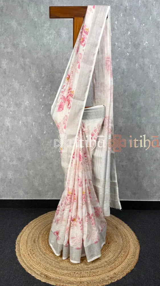 SILK LINEN PRINTED SAREE