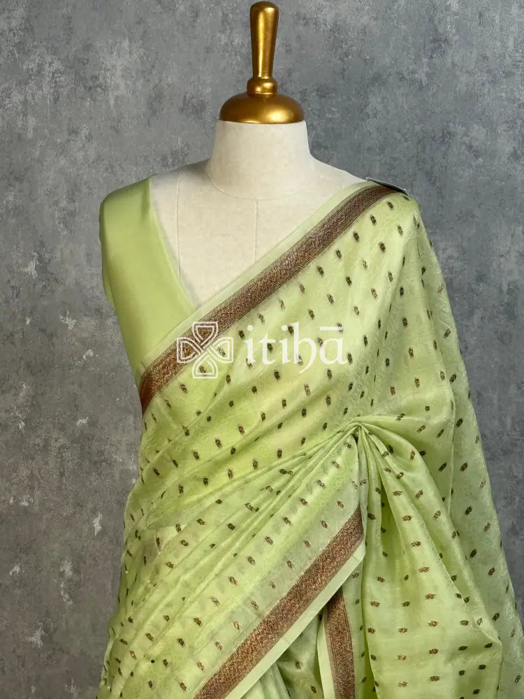 SILK ORGANZA ANTIQUE BANARASI SAREE
