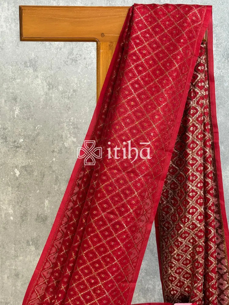SILK ORGANZA ANTIQUE BANARASI SAREE