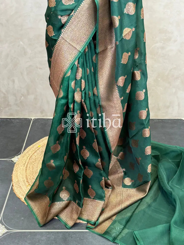 SILK ORGANZA ANTIQUE BANARASI SAREE