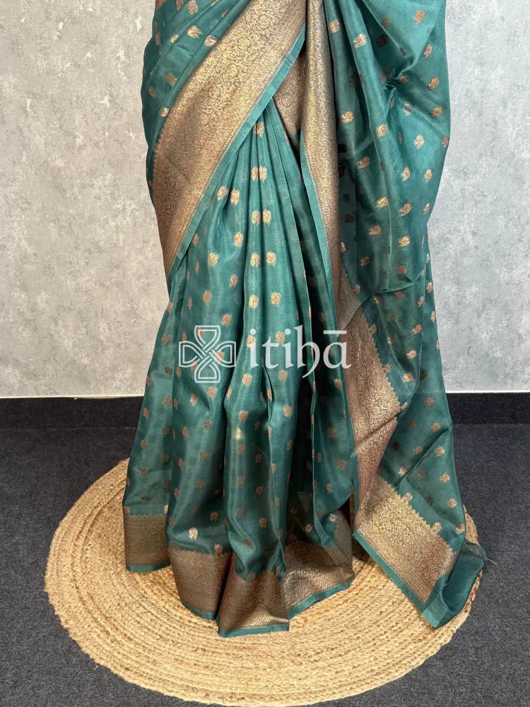 SILK ORGANZA ANTIQUE BANARASI SAREE