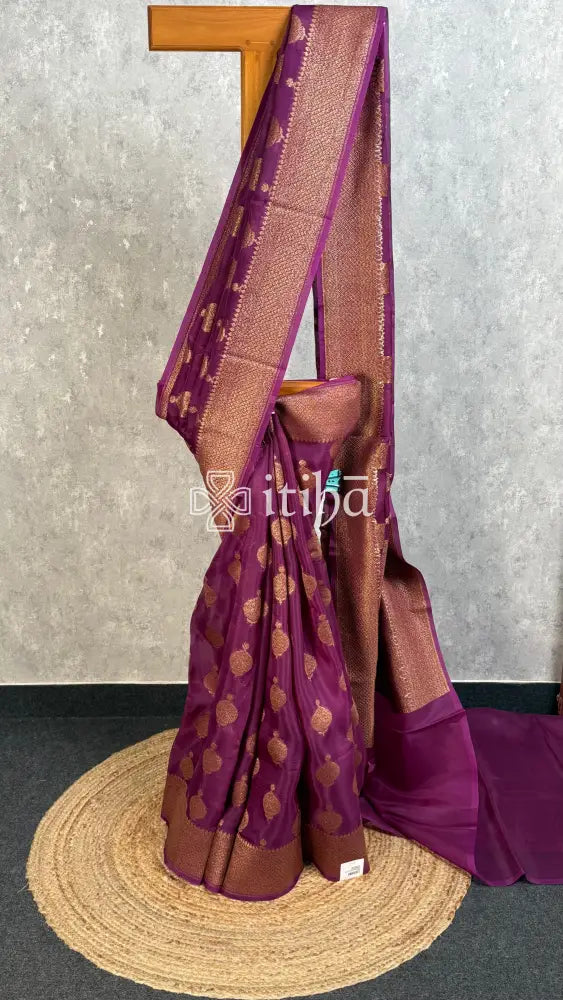 SILK ORGANZA ANTIQUE BANARASI SAREE