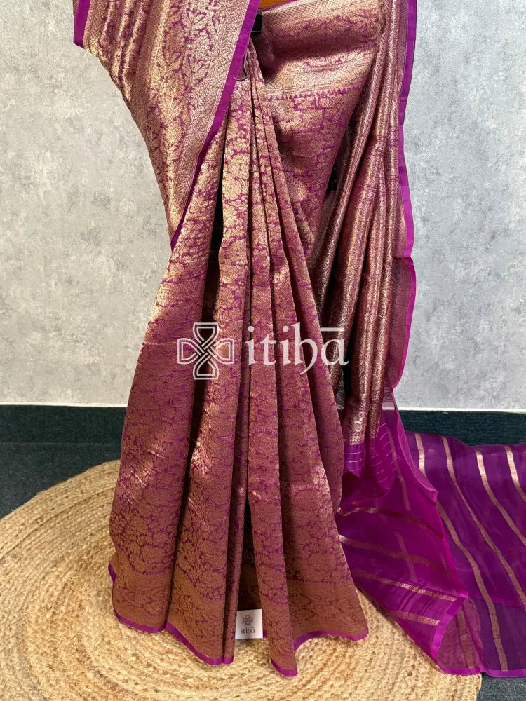 SILK ORGANZA ANTIQUE BANARASI SAREE