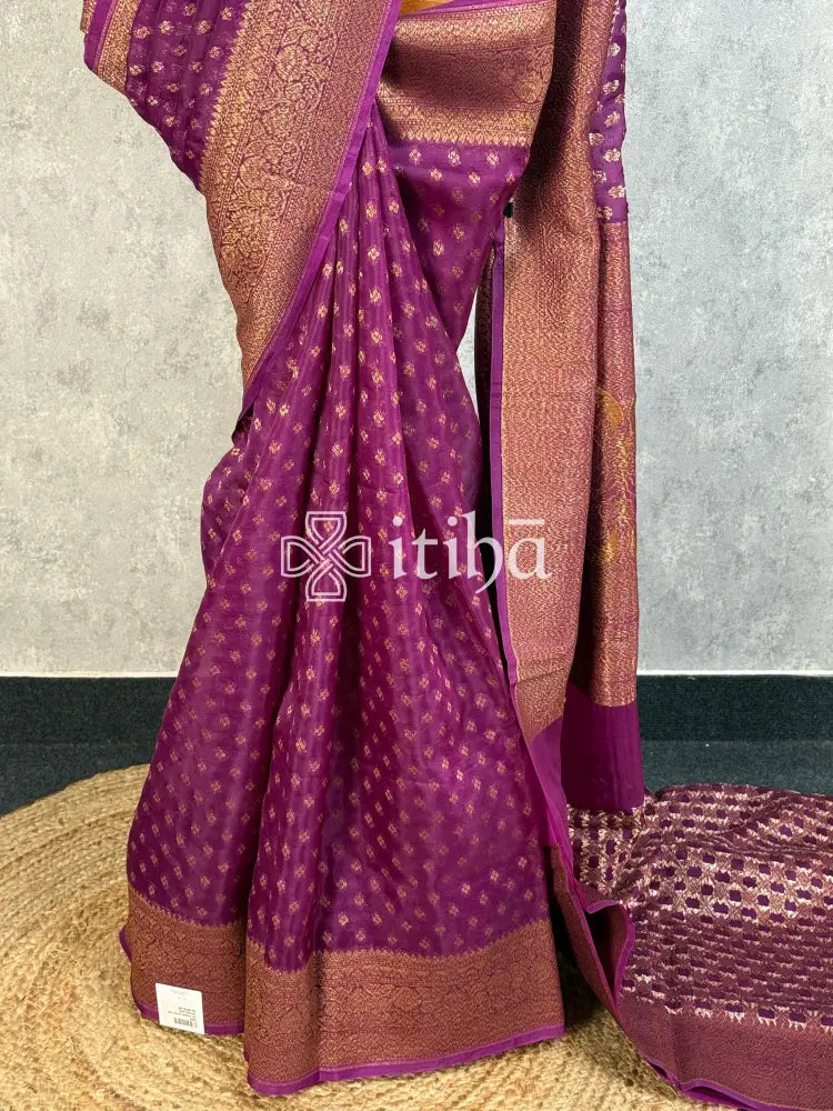 SILK ORGANZA ANTIQUE BANARASI SAREE