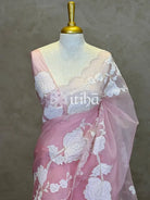 SILK ORGANZA APPLIQUE EMBROIDERY SAREE