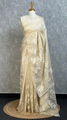 SILK ORGANZA APPLIQUE EMBROIDERY SAREE