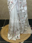 SILK ORGANZA APPLIQUE EMBROIDERY SAREE