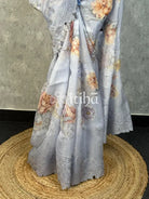 SILK ORGANZA APPLIQUE EMBROIDERY SAREE