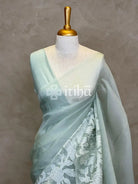 SILK ORGANZA APPLIQUE EMBROIDERY SAREE