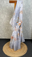 SILK ORGANZA APPLIQUE EMBROIDERY SAREE