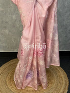 SILK ORGANZA APPLIQUE EMBROIDERY SAREE
