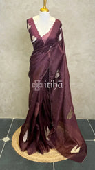 SILK ORGANZA APPLIQUE EMBROIDERY SAREE