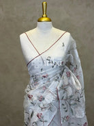 SILK ORGANZA APPLIQUE EMBROIDERY SAREE