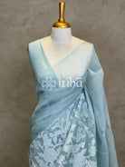 SILK ORGANZA APPLIQUE EMBROIDERY SAREE