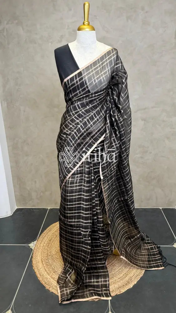 SILK ORGANZA BANARASI SAREE - Black
