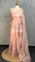 SILK ORGANZA BANARASI SAREE - BLUSH PINK