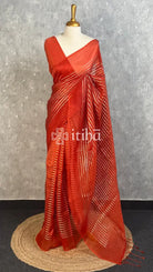 SILK ORGANZA BANARASI SAREE - BURNT ORANGE