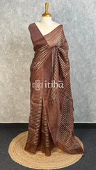 SILK ORGANZA BANARASI SAREE - CHOCOLATE BROWN