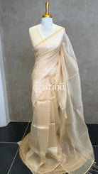 SILK ORGANZA BANARASI SAREE - CREAM