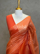SILK ORGANZA BANARASI SAREE - Orange