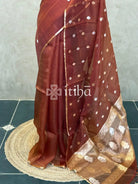 SILK ORGANZA BANARASI SAREE - RUST ORANGE
