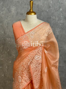 SILK ORGANZA CHIKANKARI EMBROIDERY SAREE