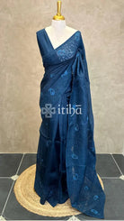 SILK ORGANZA CHIKANKARI EMBROIDERY SAREE