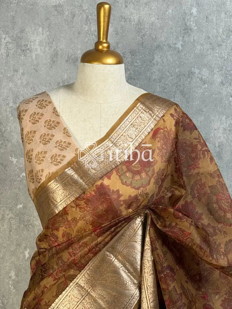 SILK ORGANZA DIGITAL PRINT BANARASI SAREE