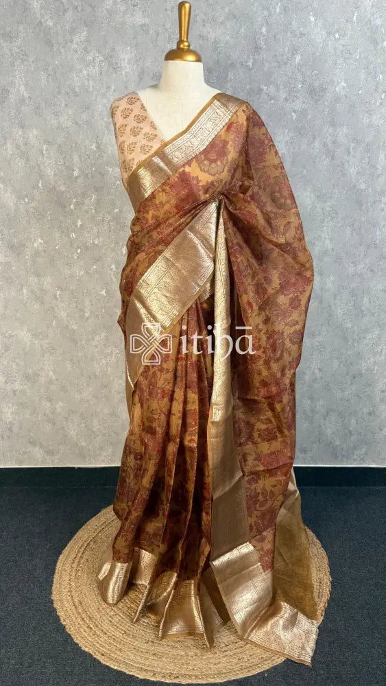 SILK ORGANZA DIGITAL PRINT BANARASI SAREE