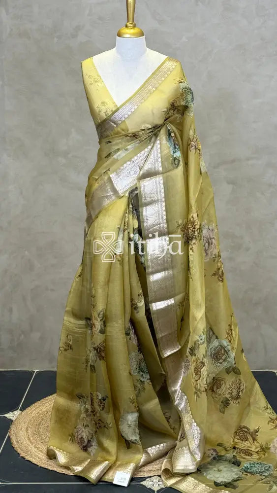SILK ORGANZA DIGITAL PRINT BANARASI SAREE