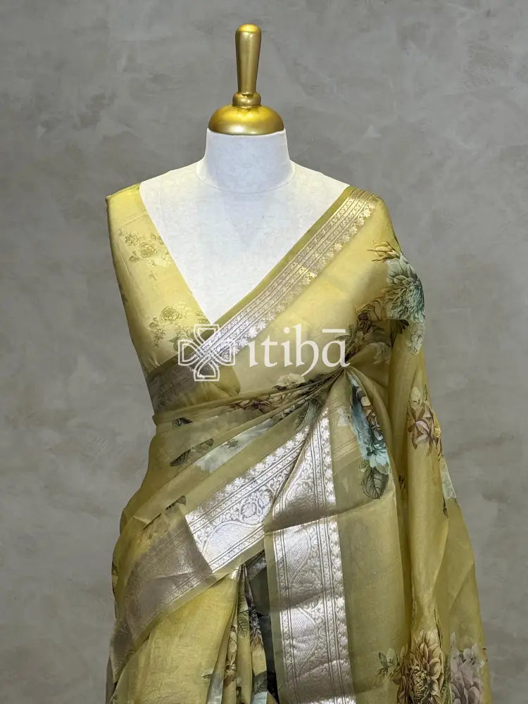 SILK ORGANZA DIGITAL PRINT BANARASI SAREE