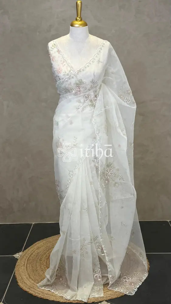 SILK ORGANZA EMBROIDERY SAREE