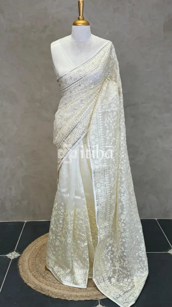 SILK ORGANZA EMBROIDERY SAREE