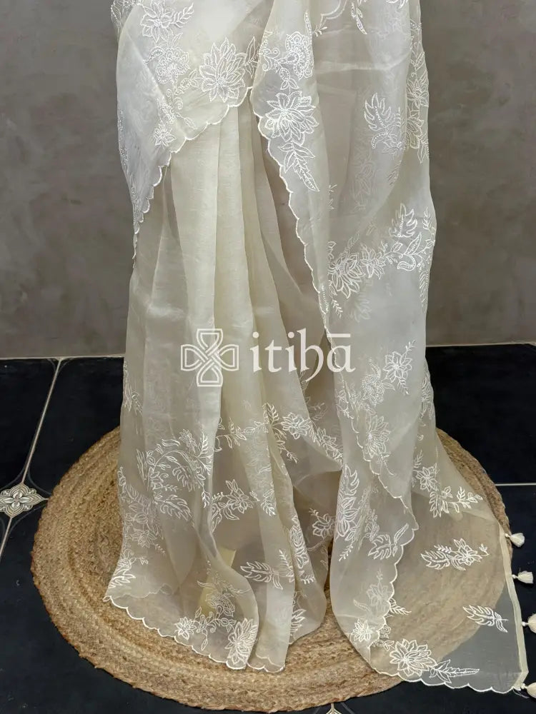SILK ORGANZA EMBROIDERY SAREE