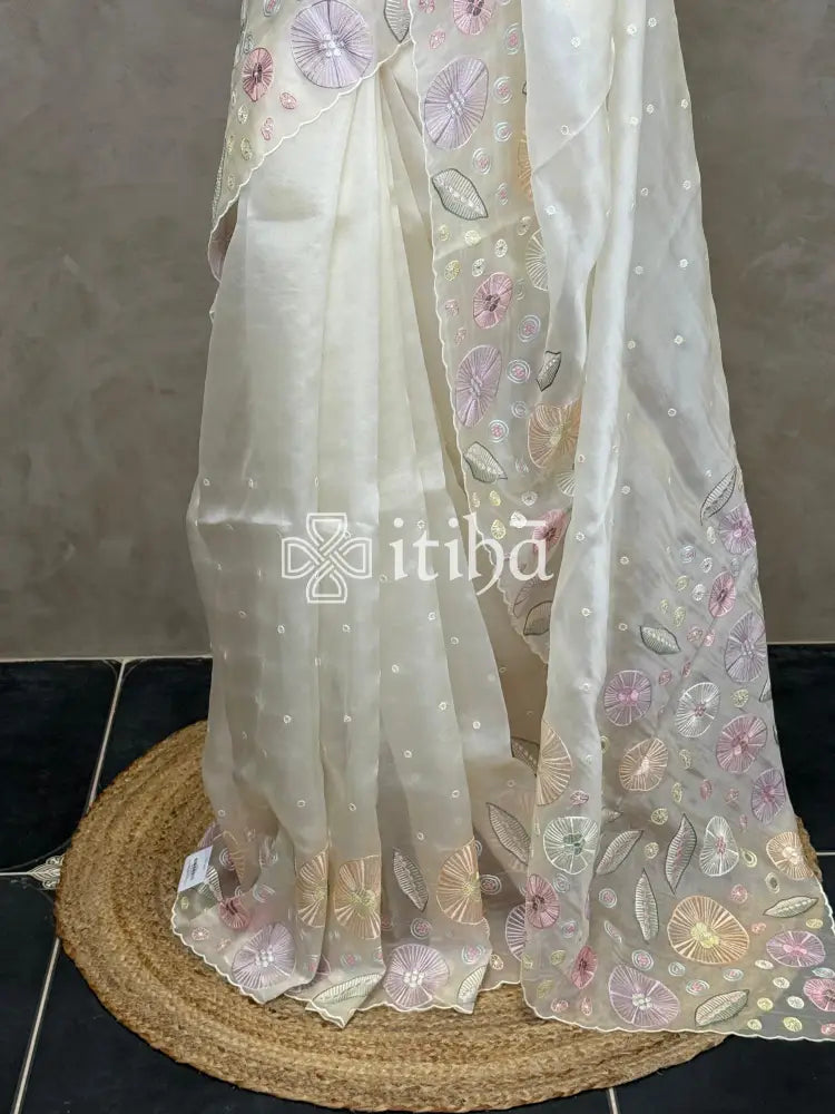 SILK ORGANZA EMBROIDERY SAREE