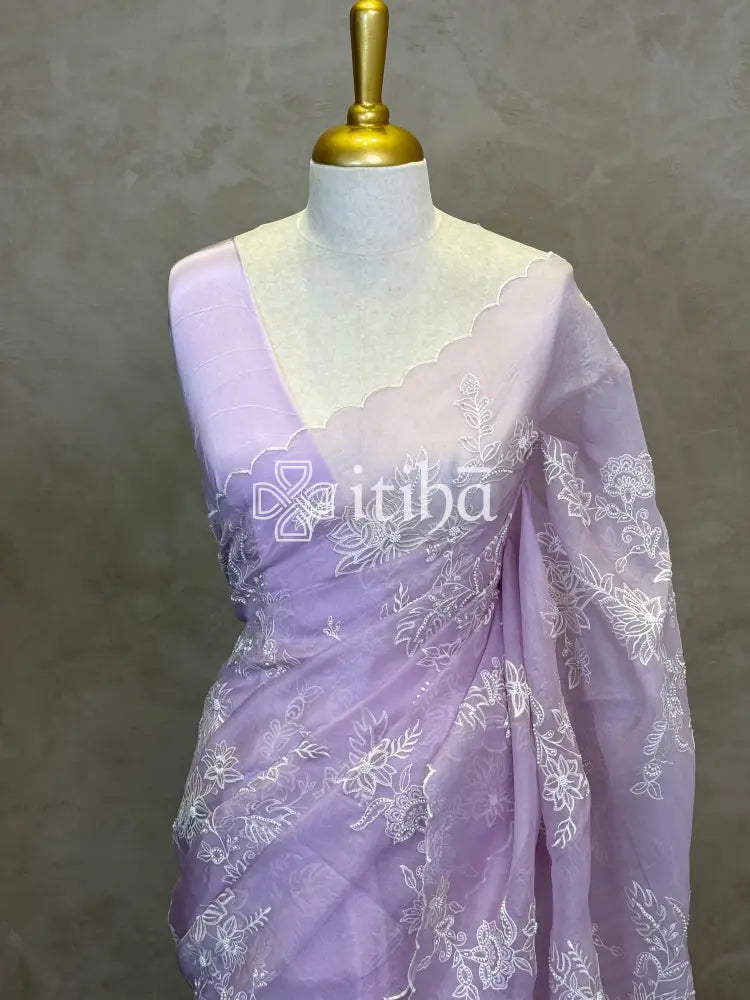 SILK ORGANZA EMBROIDERY SAREE