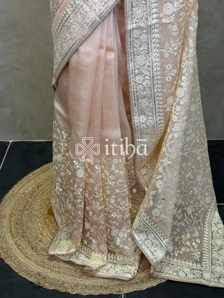 SILK ORGANZA EMBROIDERY SAREE