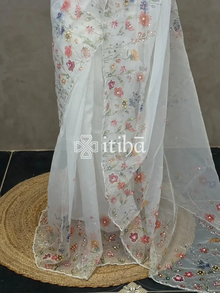 SILK ORGANZA EMBROIDERY SAREE