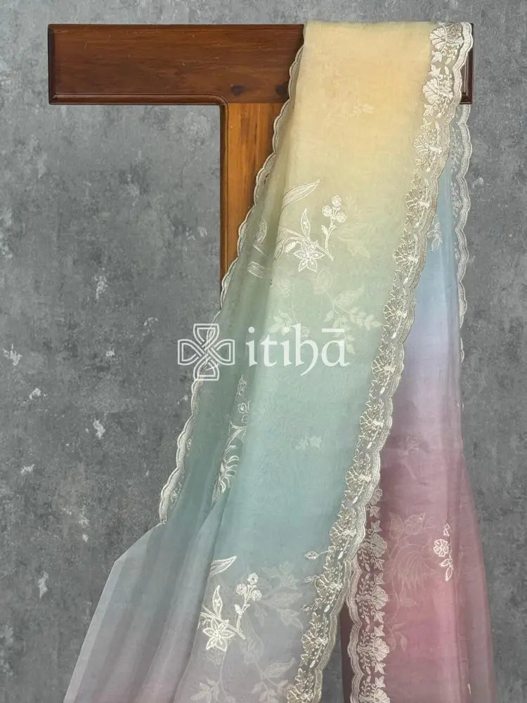 SILK ORGANZA EMBROIDERY SAREE