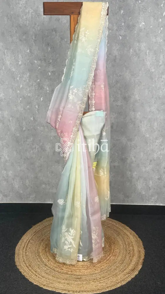 SILK ORGANZA EMBROIDERY SAREE