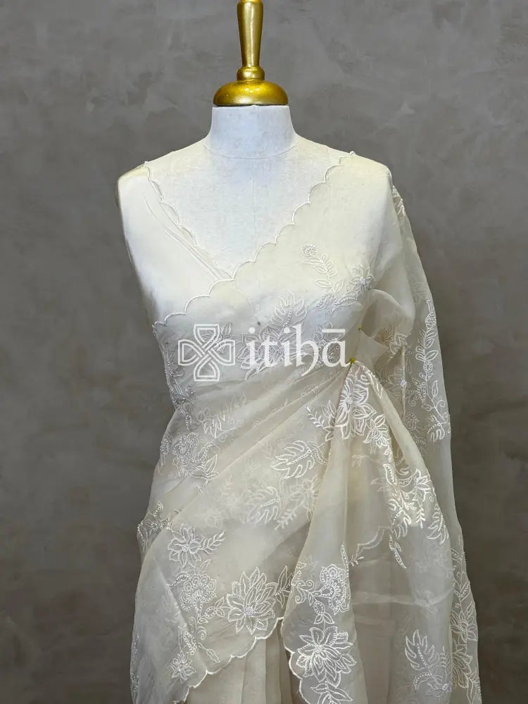 SILK ORGANZA EMBROIDERY SAREE