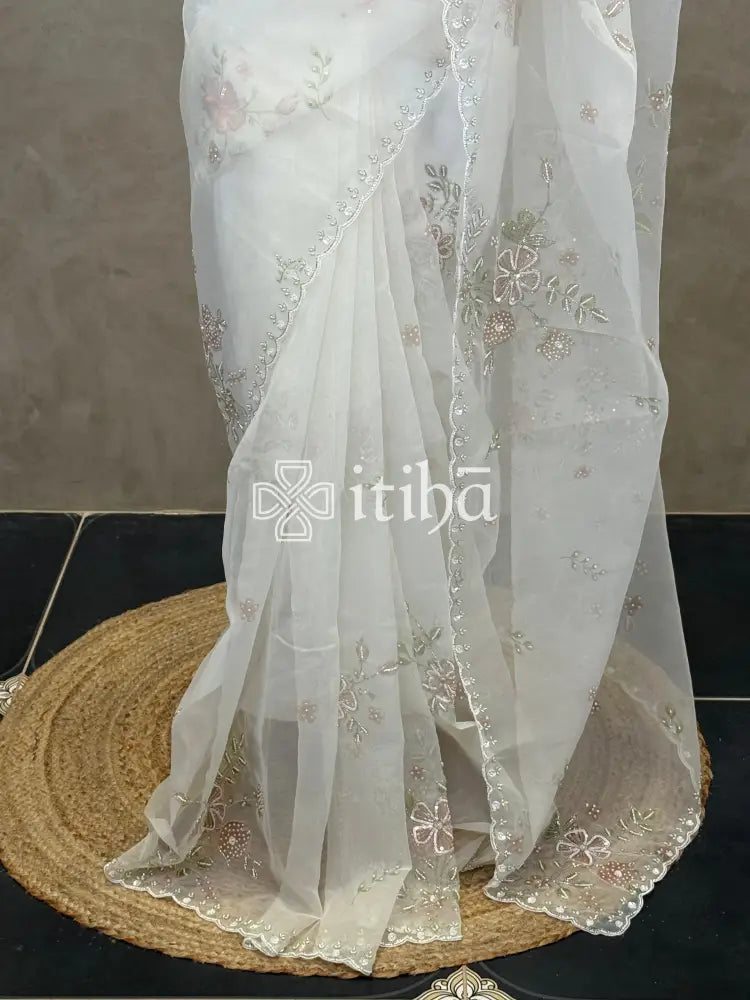 SILK ORGANZA EMBROIDERY SAREE