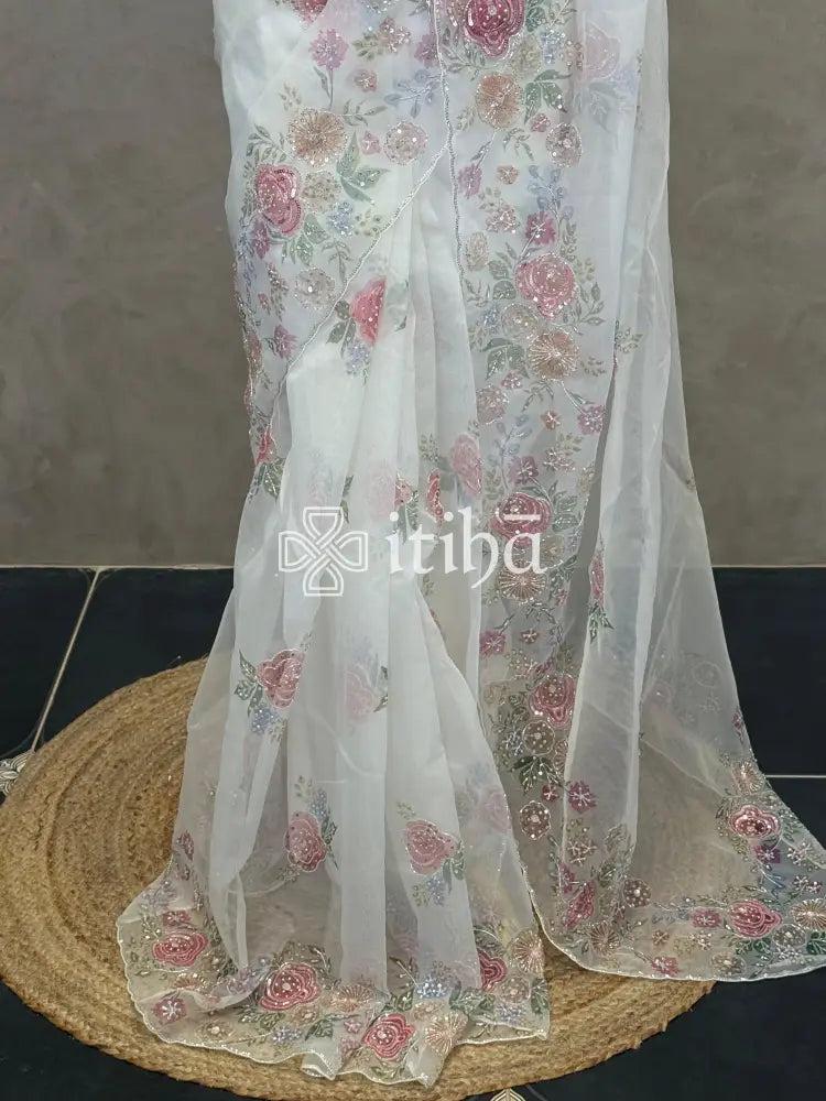 SILK ORGANZA EMBROIDERY SAREE