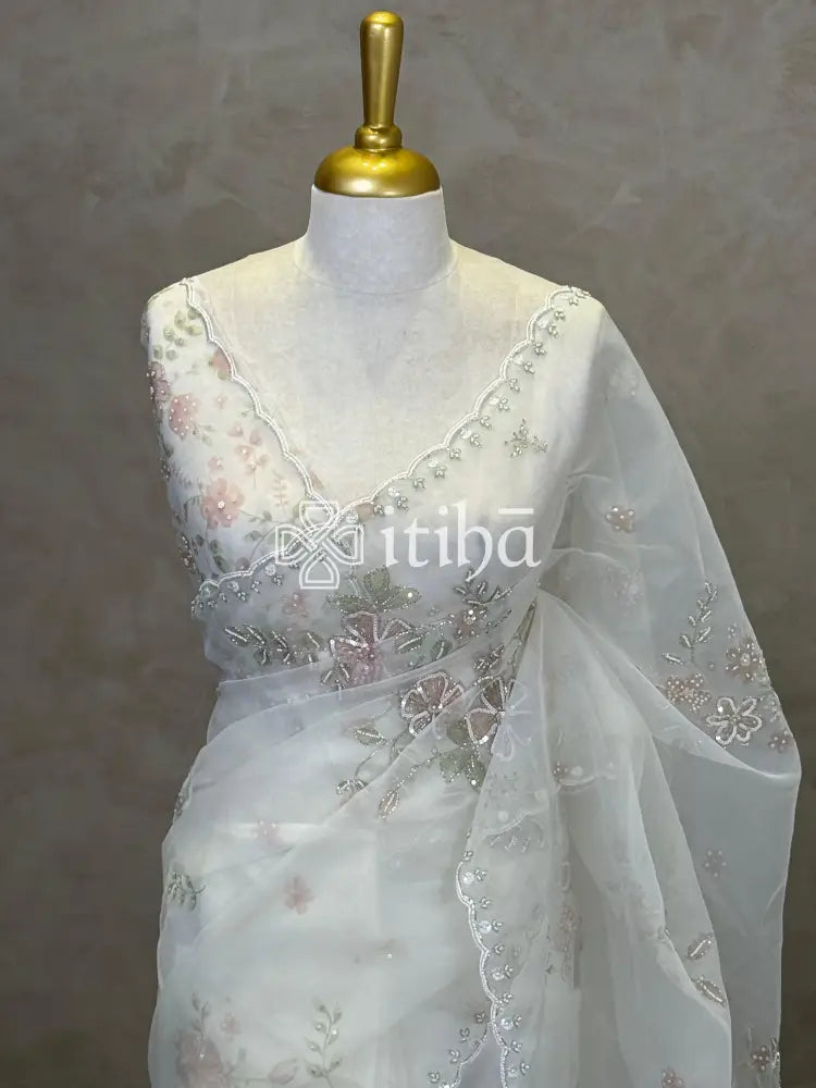 SILK ORGANZA EMBROIDERY SAREE