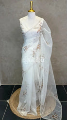 SILK ORGANZA FLORAL PRINTED EMBROIDERY SAREE