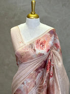 SILK ORGANZA FLORAL PRINTED EMBROIDERY SAREE