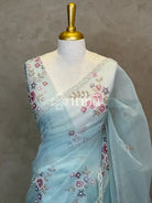 SILK ORGANZA FLORAL PRINTED EMBROIDERY SAREE