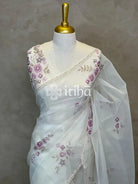 SILK ORGANZA FLORAL PRINTED EMBROIDERY SAREE